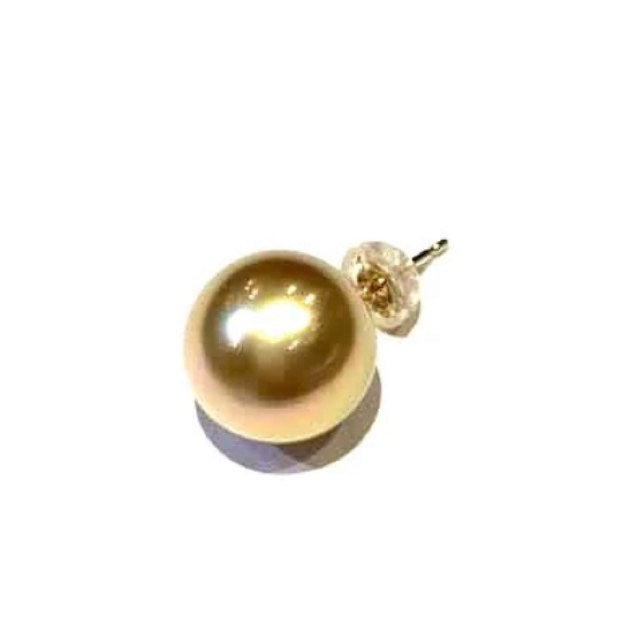 MARLENA】 Stud Pearl Earrings Single (one ear) 11mmUP South Sea White