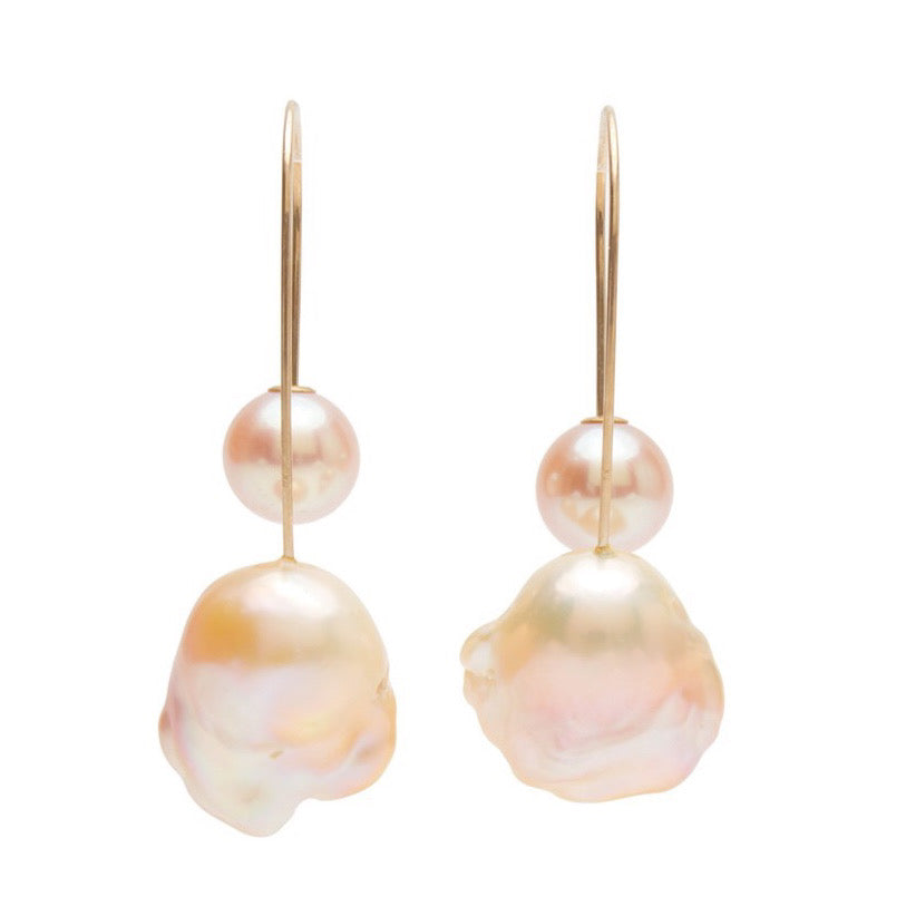 BAROQUE PEARL CHAIN DROP EARRINGS