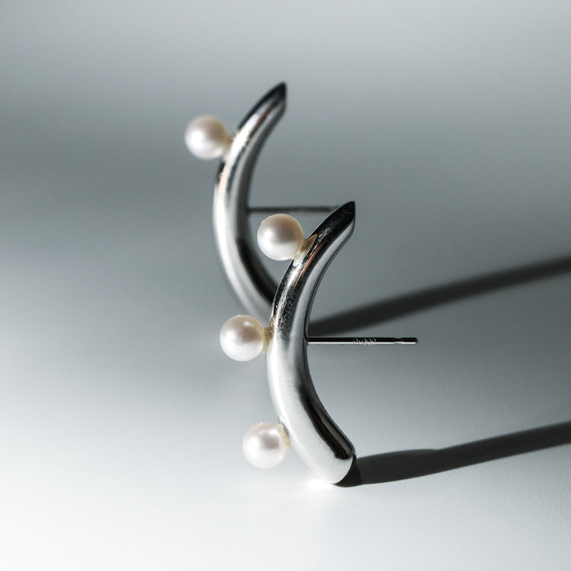 【Mois】ムアピアス　あこや真珠4.5-5.0mm  Silver/Pt(marlena-53-8229)