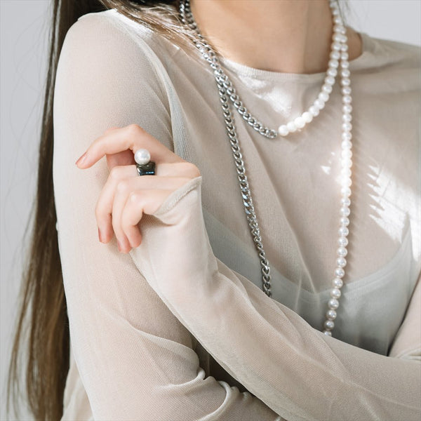 【NOIR / Margot】 Noir Margot Ring - South Sea White Pearl 12mmUP Silver (Black Rhodium) (marlena-51-3315)