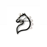 【Cheval】シュヴァルブローチ(S)　あこや黒真珠4.5-5.0mm Silver(marlena-54-1056)
