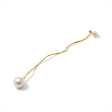 【Wave】 Wave Chain Earrings (One ear) Freshwater Pearl 9.0-9.5mm Silver/K10 (marlena-53-6841)