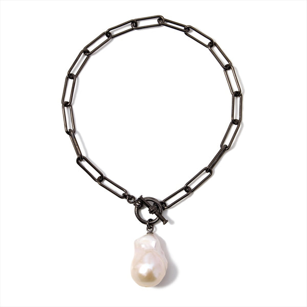 【NOIR/Marielle】 Noir Marielle Baroque Pearl Chain Bracelet, Freshwater Pearl 12mmUP 17cm/19cm Silver (Black Rhodium)(marlena-marielle-fwp)