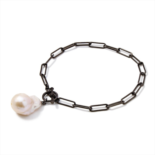 【NOIR/Marielle】 Noir Marielle Baroque Pearl Chain Bracelet, Freshwater Pearl 12mmUP 17cm/19cm Silver (Black Rhodium)(marlena-marielle-fwp)