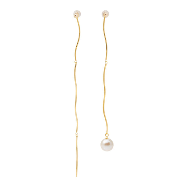 【Wave]】Wave Chain Earrings Freshwater Pearl 9.0-9.5mmSilver/K10 (marlena-53-6842)