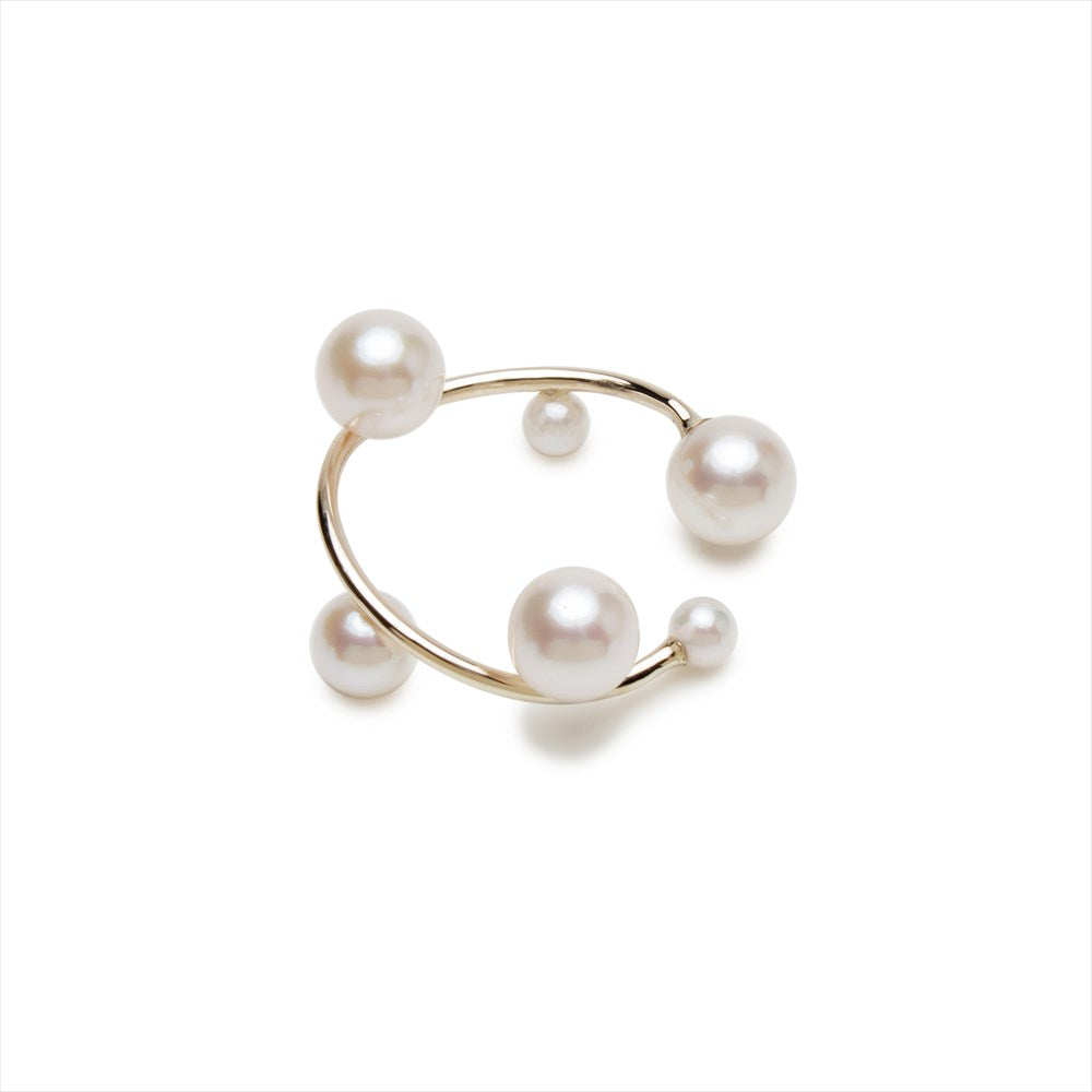 127☻ハンドメイド*お得な3点セット 大粒パール べっ甲 クリップ イヤーカフ Mabelle 】マベルイヤーカフ あこや真珠 3.0mm-6.0mm K10/K10WG