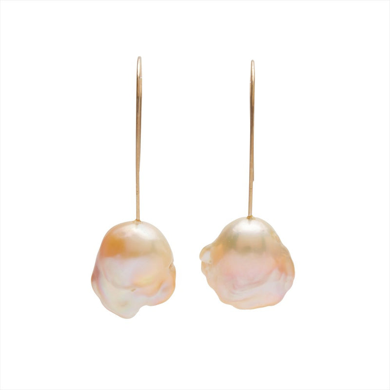 【Malolo】Malolo Hook Earrings Natural Pink Freshwater Pearls 13mmUP/9.0-9.5mm K10YG(marlena-53-6584)