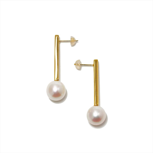 Freshwater Pearl 10mmUP Rectangle Earring/ Silver Gold Plating/K18YG(marlena-53-6106)
