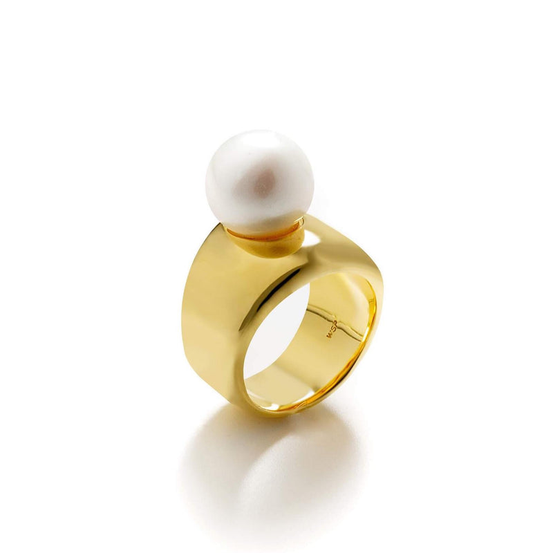 White South Sea Pearl 11mmUP Margot Ring Silver (Gold Plate)  (marlena-51-2963）