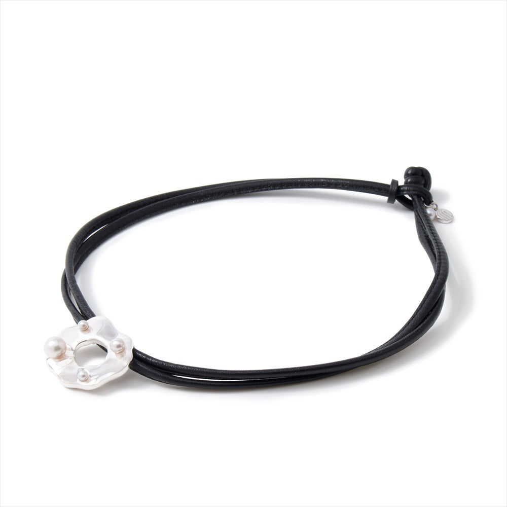 Maya】マヤレザーチョーカーネックレス あこや真珠 3.0mmUP(marlena-52