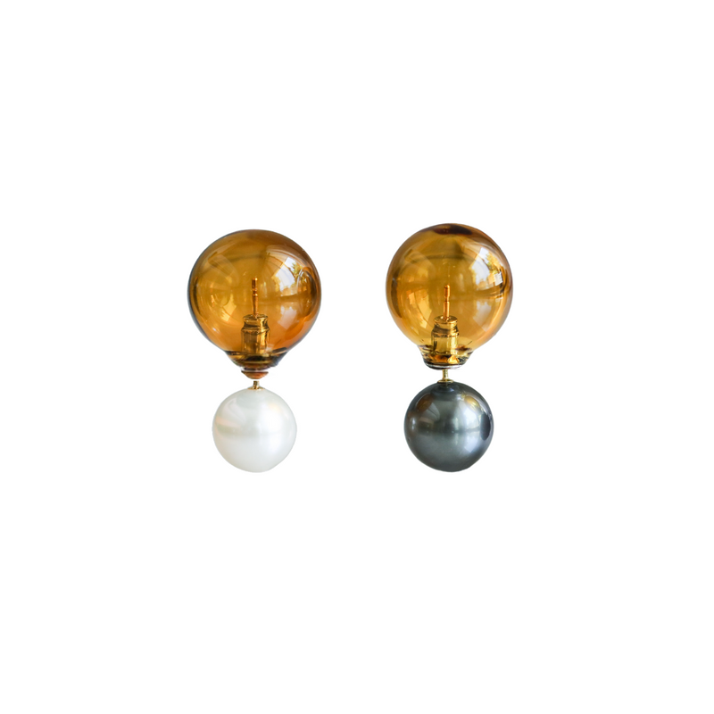 【MARLENA】 Stud Pearl Earrings Single (one ear) 11mmUP South Sea White Pearl Gold K18/K14WG (marlena-53-6849)