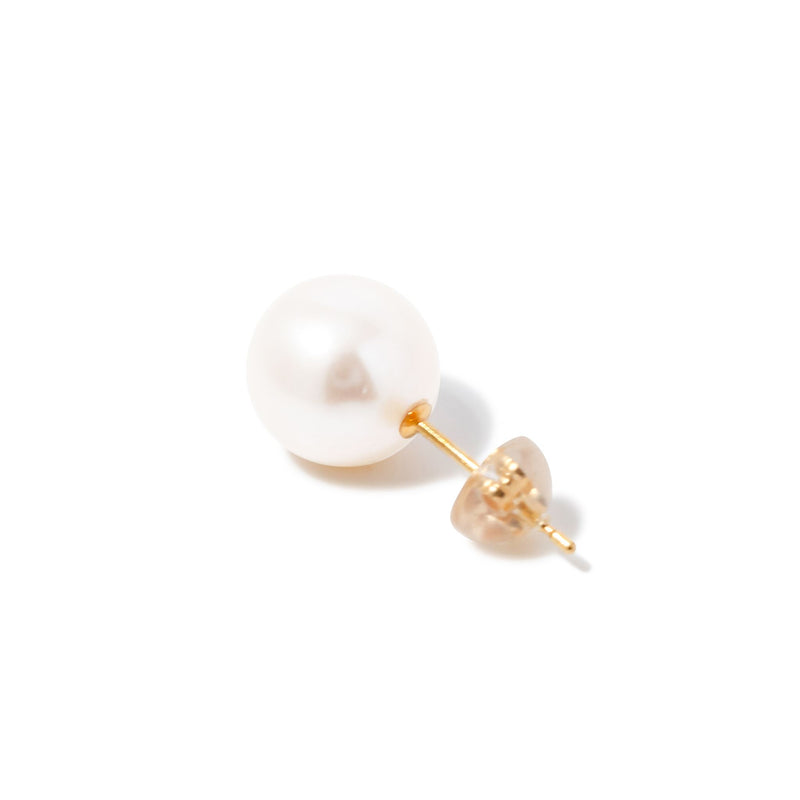 【MARLENA]】Stud Pearl Earrings Single (one ear) Freshwater Pearl 9.0-9.5mm K18/K14WG (marlena-53-6839)