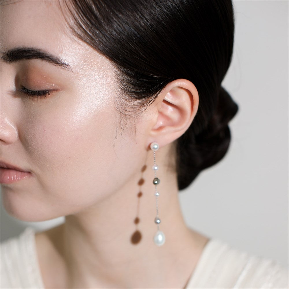 Michèle】ミシェルステーションピアス Pt/Silver(marlena-53