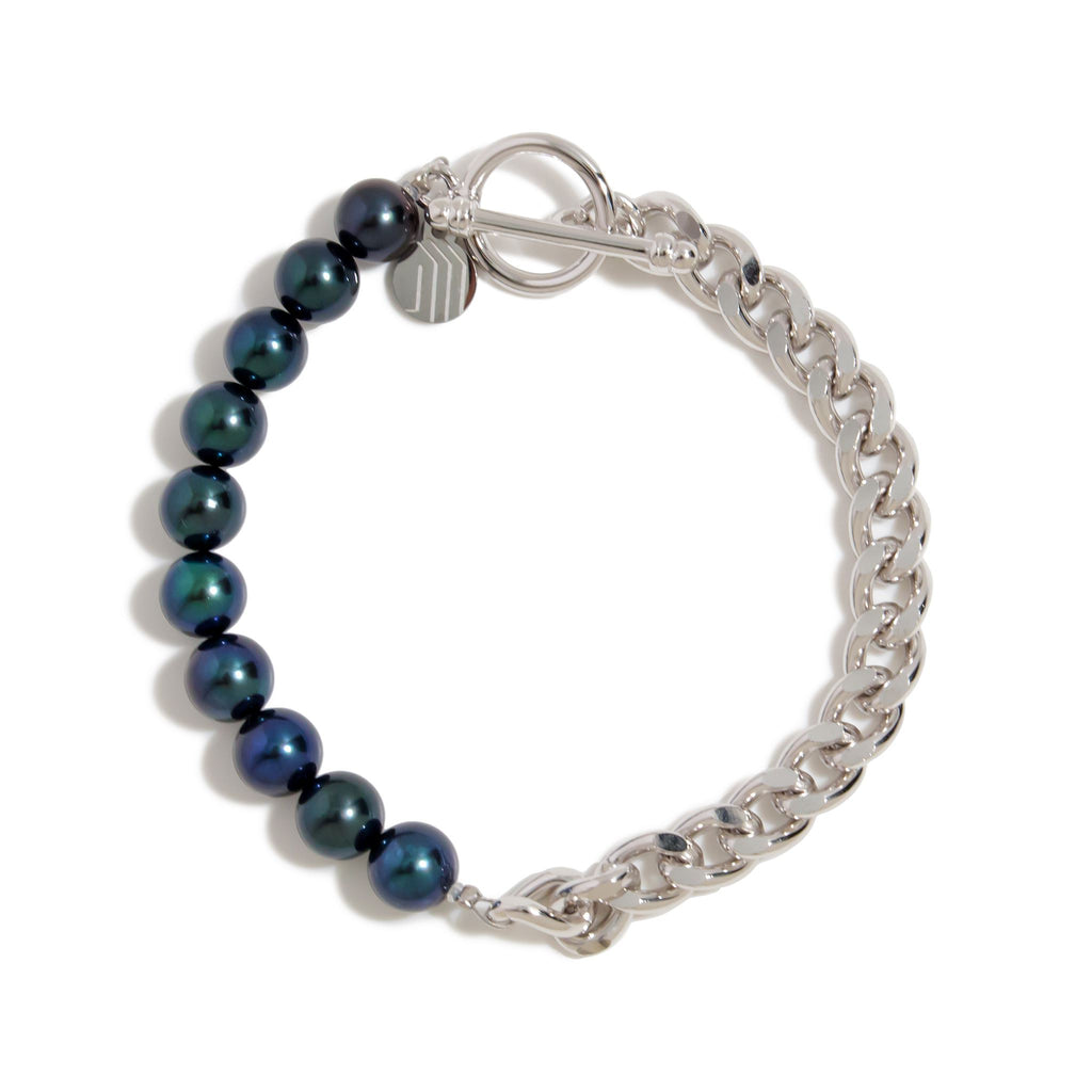 no.83トパーズとシェブロンヘマタイト　あこや貝ボタンのブレスレット no.83トパーズとシェブロンヘマタイトあこや貝ボタンのブレスレット