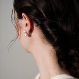 【Double】Freshwater Double Earrings / Earrings Freshwater Pearl 9.0-9.5mm/11-12mm K14WG/SV(marlena-fwp-double)