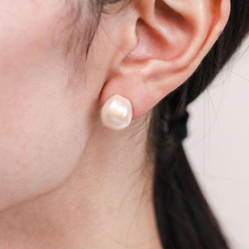 Freshwater Pearl 11-12mm   Baroque  Pierce Baroque Pearl Earring (Pair) K14WG (marlena-53-5833)