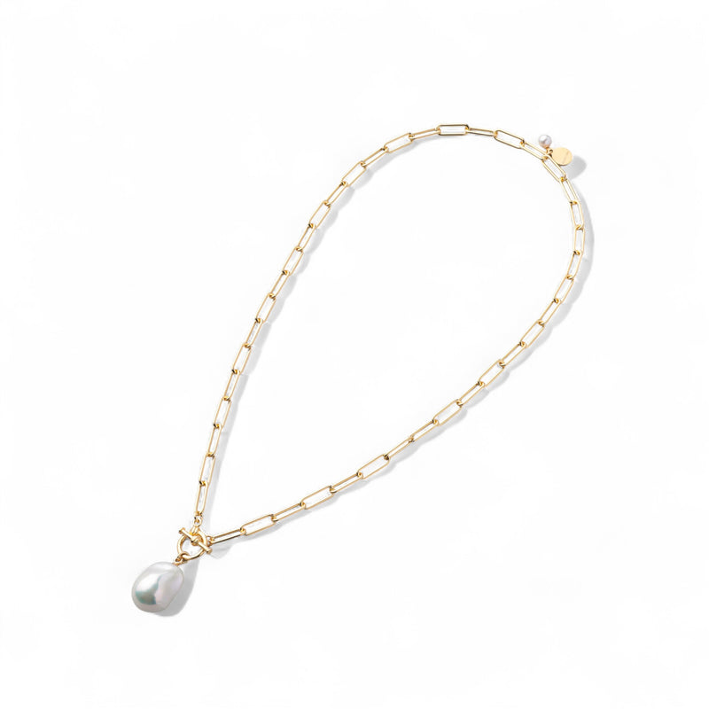 【Mireille】ミレイユバロックパールチェーンネックレス 淡水真珠12mmUP Silver(ゴールドプレート)  (marlena-50-2223)