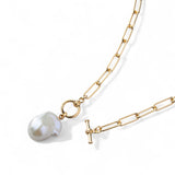 【Mireille】ミレイユバロックパールチェーンネックレス 淡水真珠12mmUP Silver(ゴールドプレート)  (marlena-50-2223)