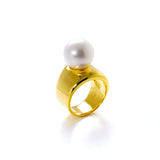 White South Sea Pearl Gold 11mmUP Margot Ring Silver(Gold Plate)   (marlena-51-2980)