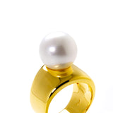 White South Sea Pearl Gold 11mmUP Margot Ring Silver(Gold Plate)   (marlena-51-2980)