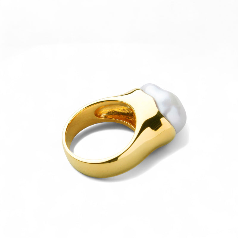 【Arrondi】アロンディリング 淡水真珠12mmUP Silver(ゴールドプレート)(marlena-51-3687)