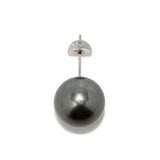 Tahitian Black Pearl 11mmUP Big Pearl Single Earring Black/Single Stud Pearl Earring Single (One Ear)  K14WG/K18YG (marlena-53-5551)