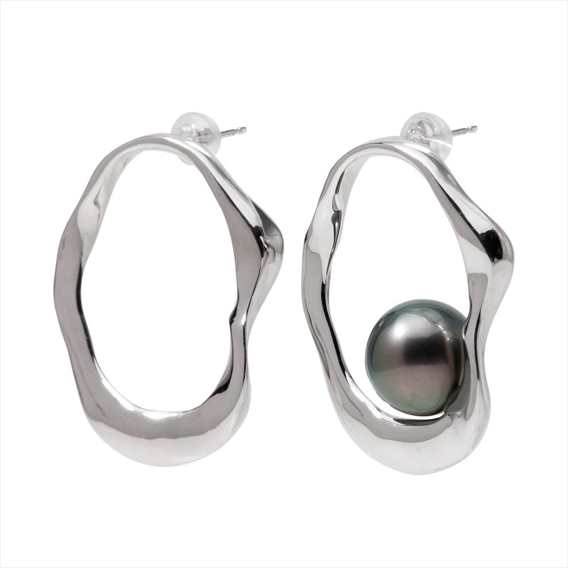 【Marissa】Marissa Earrings Inside Pear Earrings Tahiti Black Pearl 11mmUP Silver/K18WG (marlena-53-6491)