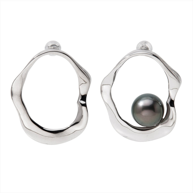【Marissa】Marissa Earrings Inside Pear Earrings Tahiti Black Pearl 11mmUP Silver/K18WG (marlena-53-6491)