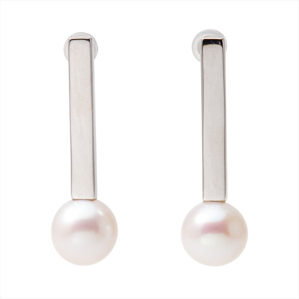 【Rectangle】Rectangle Earrings Freshwater Pearl 10mmUP K18WG (marlena-rectangle-eg-w)