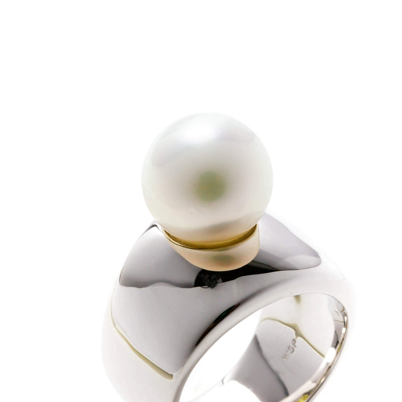 White South Sea Pearl 10mmUP Margot Ring Silver (marlena-51-2984)
