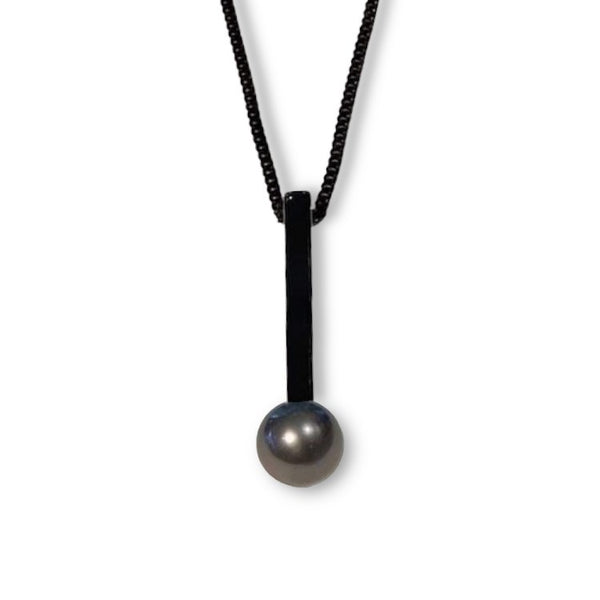 【NOIR/Rectangle】 Noir Rectangle Pendant, South Sea Black Pearl 11mm UP Silver (Black Rhodium)(marlena-52-9061)