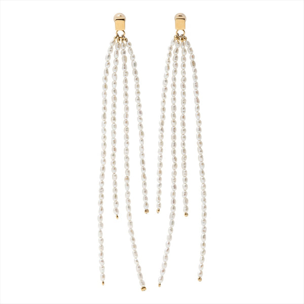 【Carre】 Carre fringe earrings, freshwater pearl 2.0-2.5mm Silver (gold plated) / K18YG (marlena-53-7010)