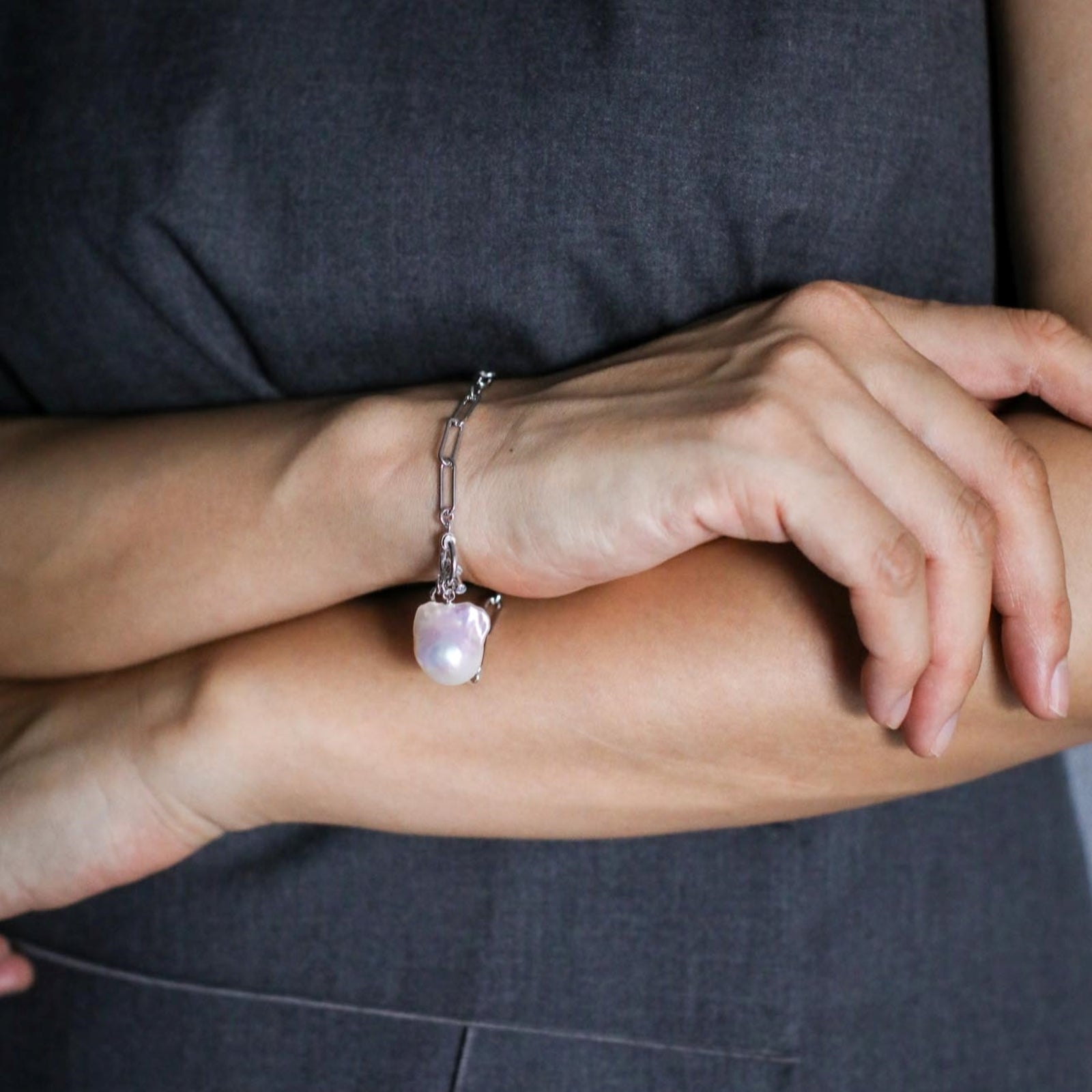 Marielle】マリエルバロックパールチェーンブレスレット 淡水真珠