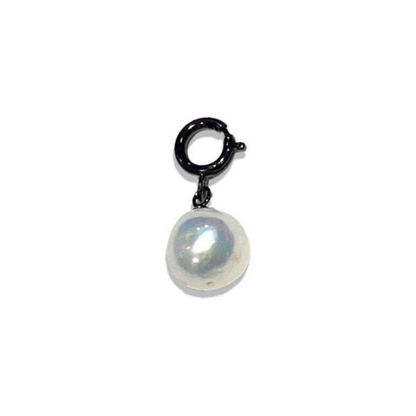 【NOIR Chain series】Noir Chain series baroque pearl charm, freshwater pearl 11mmUP Silver (Black Rhodium) (marlena-56-345)