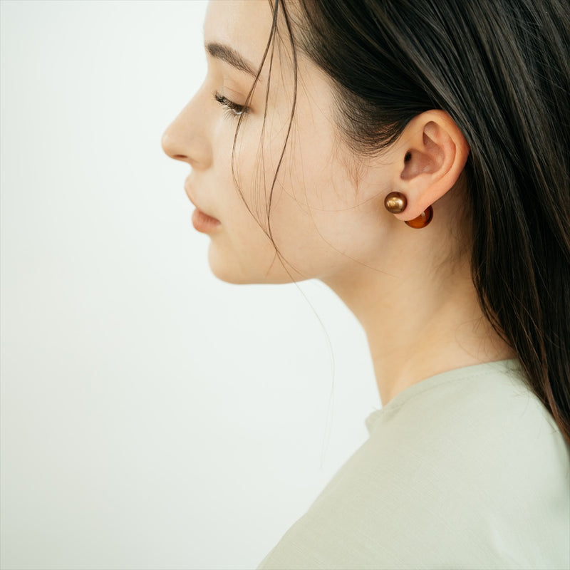 【MARLENA]】Stud Pearl Earrings Single (one ear) Chocolate South Sea Black Pearl 11mmUP K18/K14WG (marlena-53-6840)
