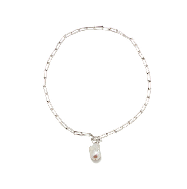 Baroque Freshwater Pearl Chain Necklace 12mmUP 40cm Silver (marlena-50-2222)