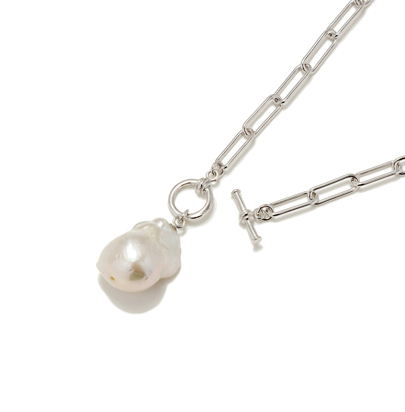 Baroque Freshwater Pearl Chain Necklace 12mmUP 40cm Silver (marlena-50-2222)