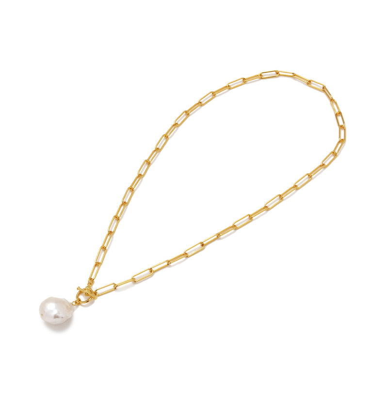 Baroque Freshwater Pearl Chain Necklace 12mmUP 40cm Silver Gold plating (marlena-50-2222)