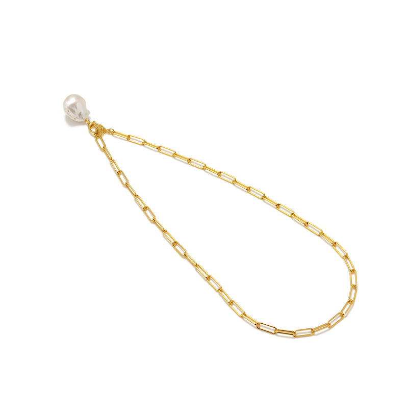 Baroque Freshwater Pearl Chain Necklace 12mmUP 40cm Silver Gold plating (marlena-50-2222)