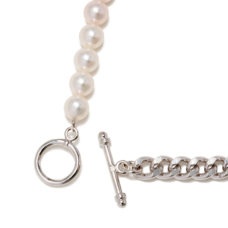 Akoya Pearl Necklace Men's Pearl 7.5-8.0mm 40㎝ Silver (marlena-50-2225)