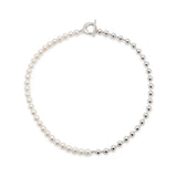 Akoya Pearl Ball Chain Necklace 6.5-7.0mm  Silver (marlena-50-2228)