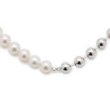 Akoya Pearl Ball Chain Necklace 6.5-7.0mm 40㎝ Silver (marlena-50-2221)