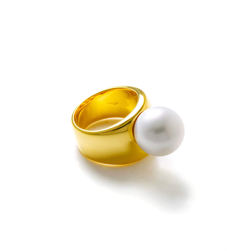 White South Sea Pearl 12mmUP Margot Ring Silver(Gold Plate) (marlena-51-2916)
