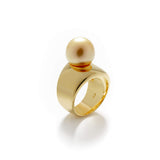 White South Sea Pearl Gold 11mmUP Margot Ring Silver(Gold Plate)   (marlena-51-2980)