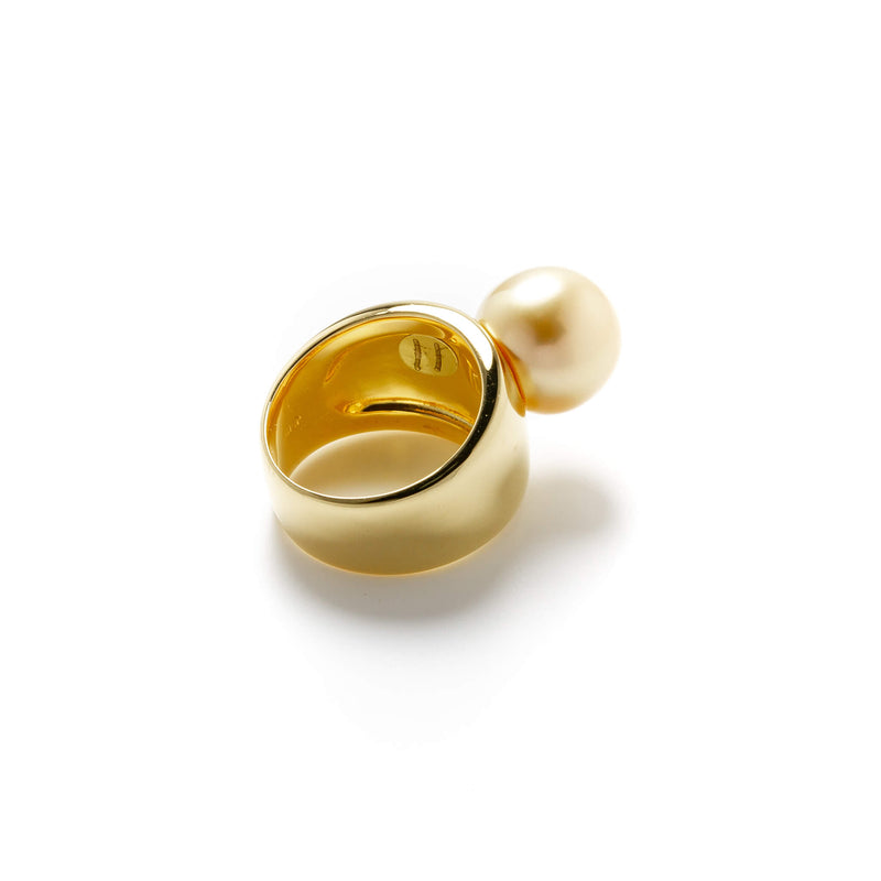 White South Sea Pearl Gold 11mmUP Margot Ring Silver(Gold Plate)   (marlena-51-2980)