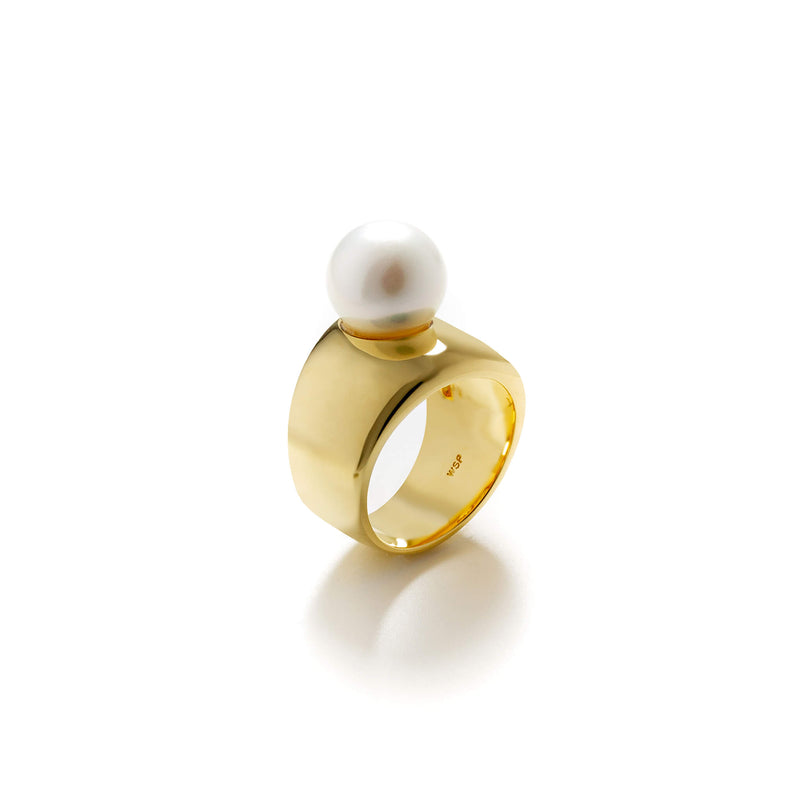 White South Sea Pearl 10mmUP Margot Ring Silver(Gold Plate) (marlena-51-2981)