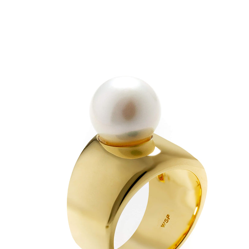 White South Sea Pearl 10mmUP Margot Ring Silver(Gold Plate) (marlena-51-2981)