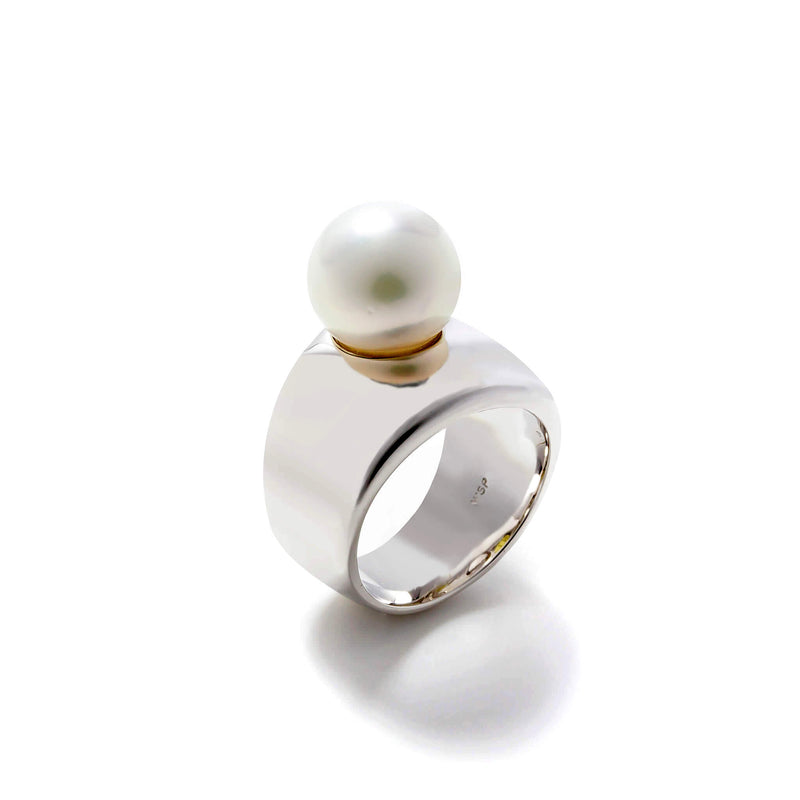 White South Sea Pearl 10mmUP Margot Ring Silver (marlena-51-2984)