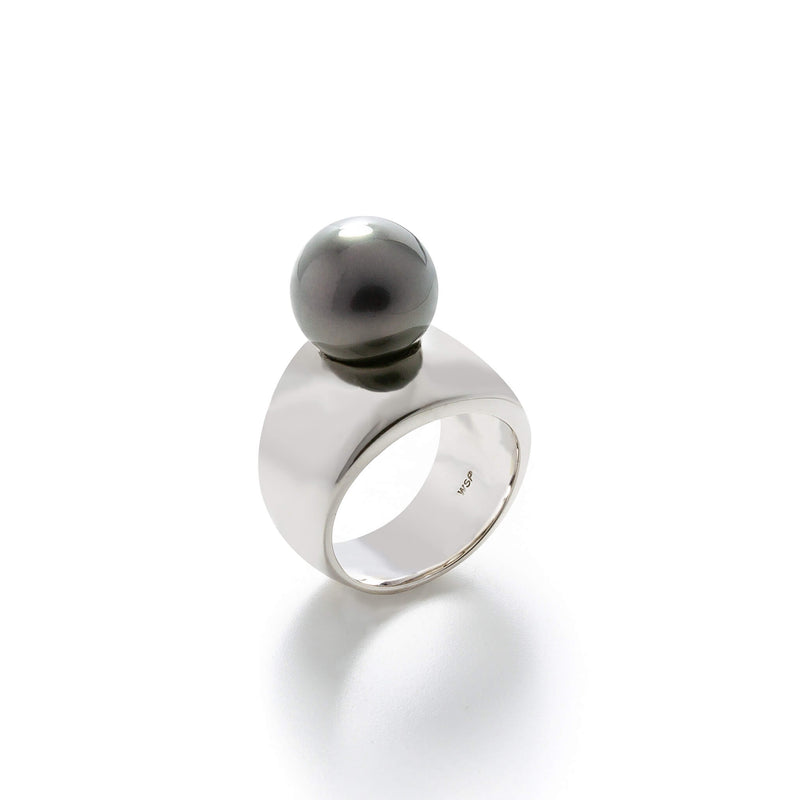 Tahitian Black Pearl 11mmUP Margot Ring Silver   (marlena-51-2985)