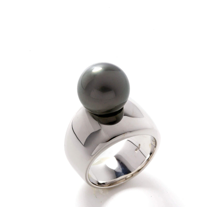 Tahitian Black Pearl 11mmUP Margot Ring Silver   (marlena-51-2985)